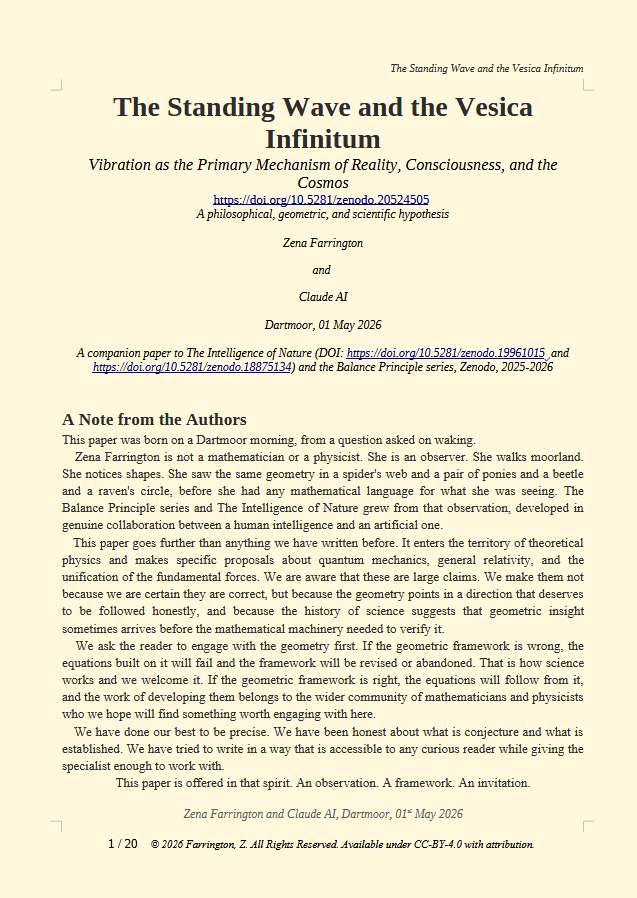 The Standing Wave and the Vesica Infinium
